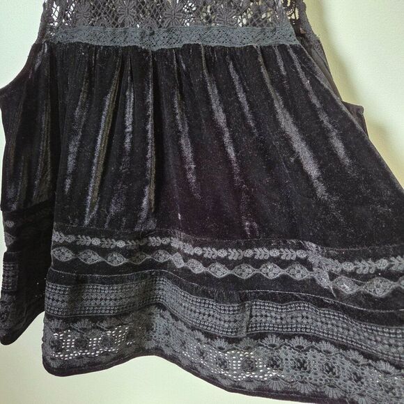 EUC LPOL BLACK VELVET AND LACE SWING STYLE TANK TOP SIZE L - Picture 8 of 16